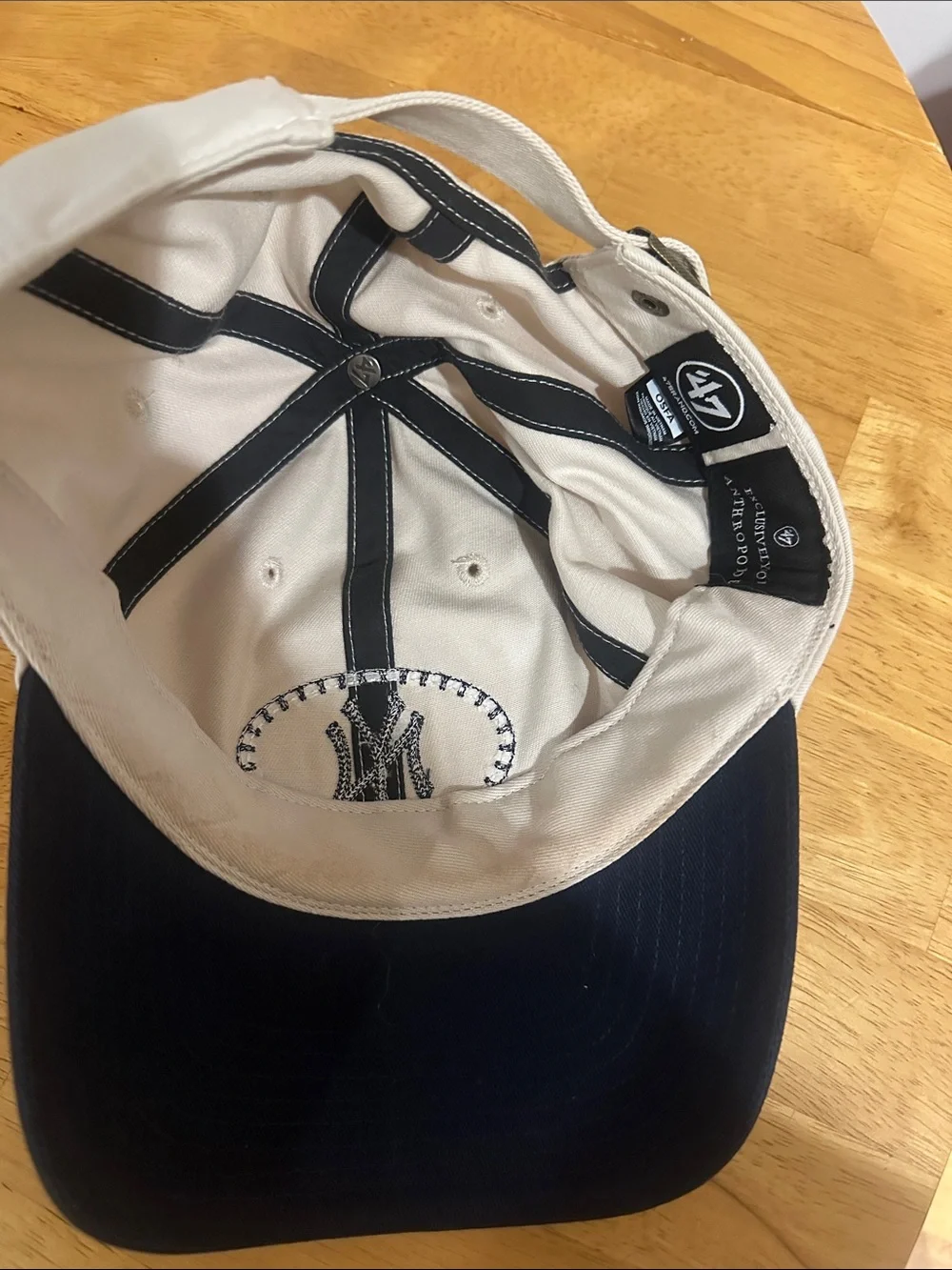 Baseball Cap with NY Logo - White and Navy